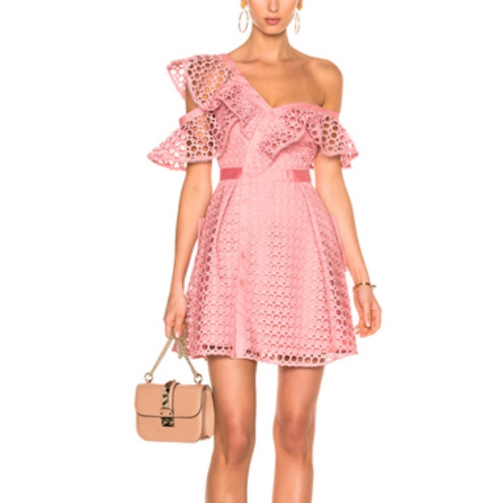 Self-Portrait pink lace frill mini dress NWT Sz2